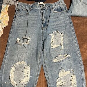 Distressed Blue Jeans
